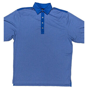 Footjoy Mens Golf Polo MENS Large Blue Short Sleeve Stretch